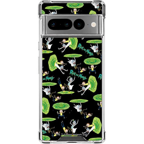 Adult Swim Rick and Morty Portal Pattern Google Pixel 7 Pro Clear Case